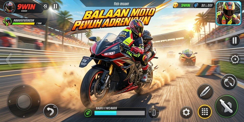 Gameplay balapan motor yang seru dan menegangkan.