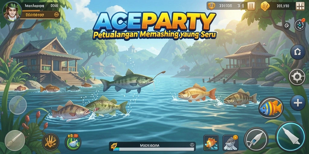 Gameplay ACEPARTY yang menampilkan pengalaman memancing seru dan interaktif.
