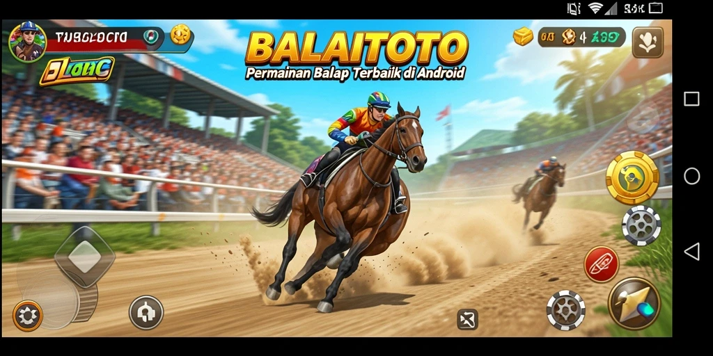 Screenshot gameplay BALAITOTO dengan aksi balap yang mendebarkan.