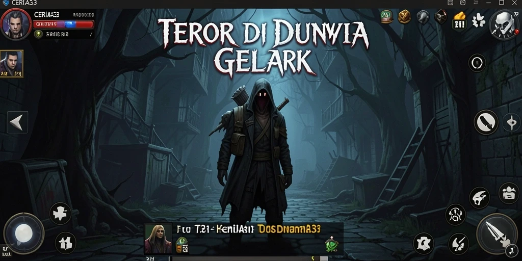 Tangkapan layar menegangkan dari gameplay CERIA33 di dunia horror.