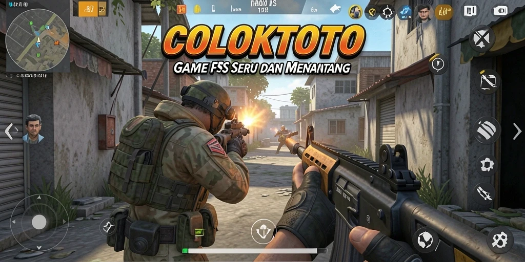 Screenshot gameplay COLOKTOTO menunjukkan aksi seru dalam pertempuran FPS.