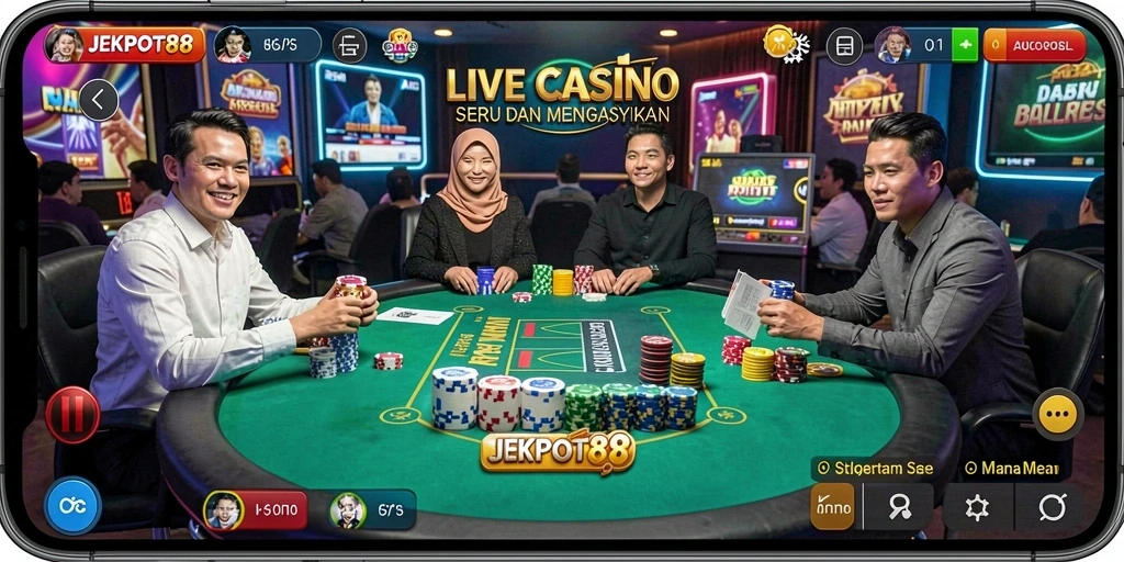 Tampilan permainan Live Casino yang menarik di JEKPOT88.