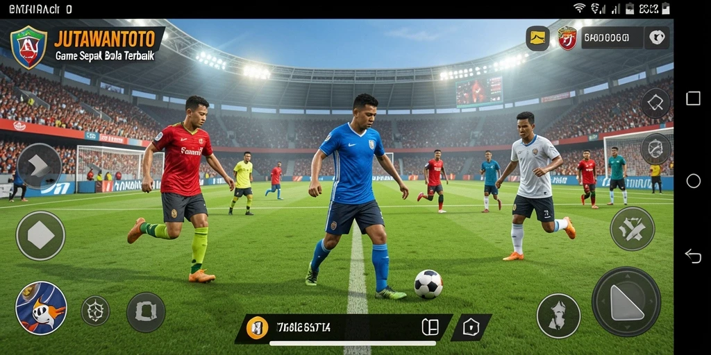 Screenshot utama JUTAWANTOTO menunjukkan aksi seru pertandingan sepak bola.
