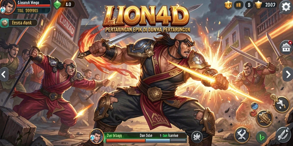Tampilan gameplay LION4D yang mendebarkan dengan aksi bertarung yang intens.