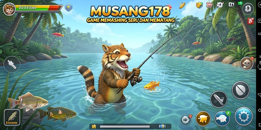 Screenshot gameplay menunjukkan aksi memancing yang mendebarkan.