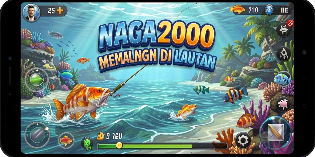 Screenshot gameplay <strong>NAGA2000</strong> menunjukkan aksi memancing yang menarik.