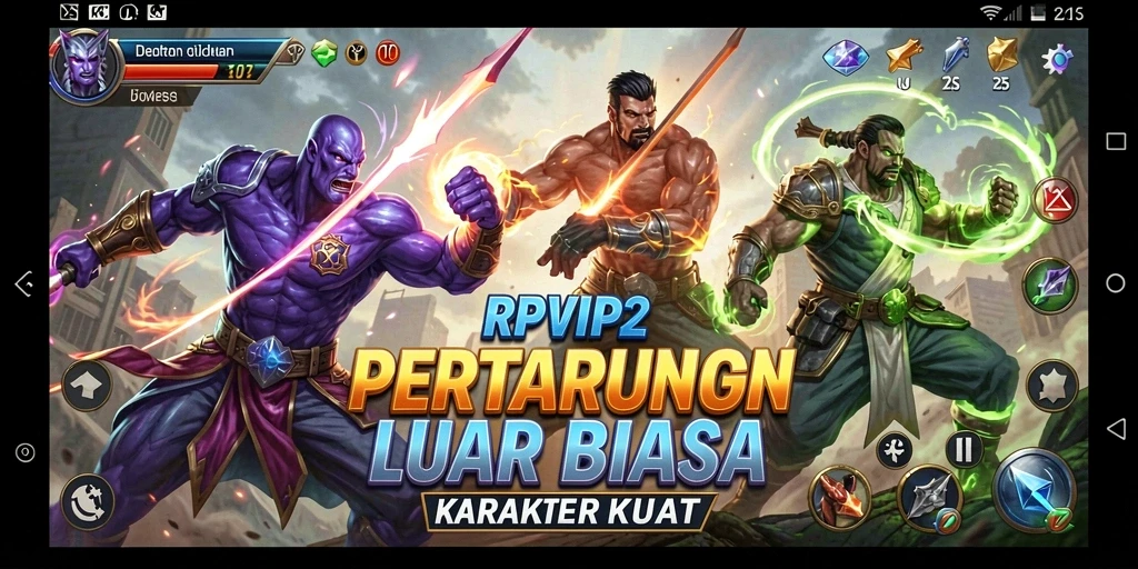 Screenshot utama menampilkan aksi pertarungan intens di RPVIP2.